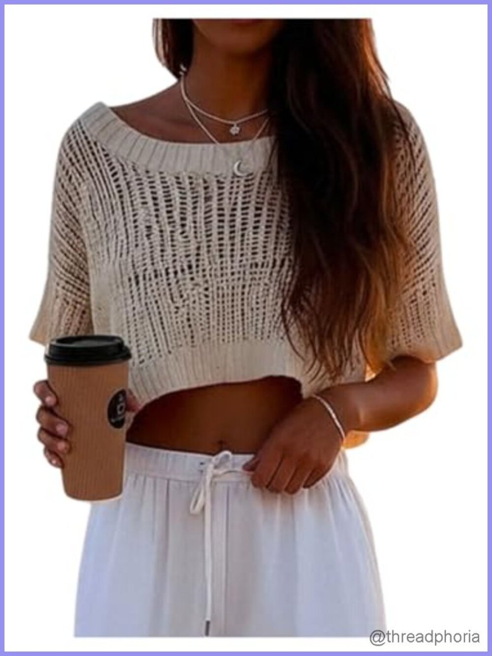Crochet Crop Cover Up Short Sleeve Lightweight Pullover